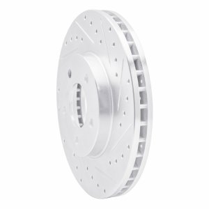 Buick Rendezvous Brake Rotor (1) - Front Right - R1 Concepts - Drilled & Slotted - Silver - `01-`07
